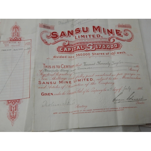 57 - A Large Quantity of Early 20th Century Bonds/Share Certificates for Gold Mines, Silver Mines, Copper... 