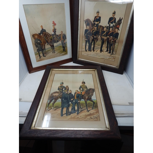 414 - 3 x C19th Century Coloured Military Engravings by William Jones, Regent St: Framed & Glazed: Measuri... 