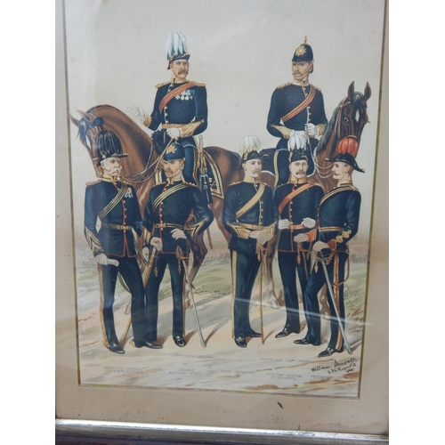 414 - 3 x C19th Century Coloured Military Engravings by William Jones, Regent St: Framed & Glazed: Measuri... 