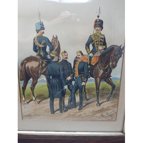 414 - 3 x C19th Century Coloured Military Engravings by William Jones, Regent St: Framed & Glazed: Measuri... 