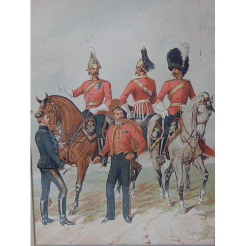 415 - 2 x C19th Century Coloured Military Engravings: Framed & Glazed: Measuring 51cm x 41cm