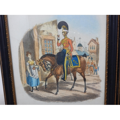 418 - William Heath: 19th Century Coloured Engravings: 15th Hussars & 7th D.G: Framed & Glazed: Each Measu... 