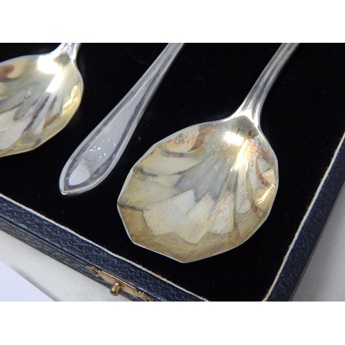 149B - An Art Deco Set of 6 Silver Fruit Spoons Hallmarked Sheffield 1934 by Emile Viner in Original Fitted... 