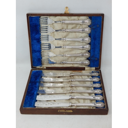 149S - An Edwardian Set of Silver Handled Fish Cutlery for 6 Place Settings: Hallmarked Sheffield 1908 by J... 