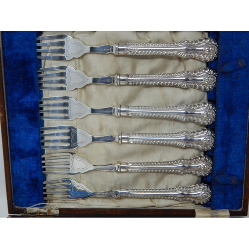 149S - An Edwardian Set of Silver Handled Fish Cutlery for 6 Place Settings: Hallmarked Sheffield 1908 by J... 