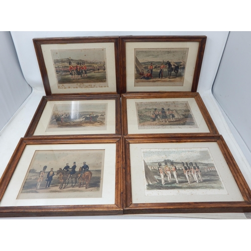 420 - A Set of 6 x 19th Century Coloured Military Engravings by Rudolph Ackermann: Framed & Glazed: Measur... 