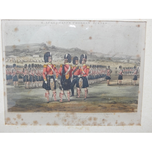 420 - A Set of 6 x 19th Century Coloured Military Engravings by Rudolph Ackermann: Framed & Glazed: Measur... 