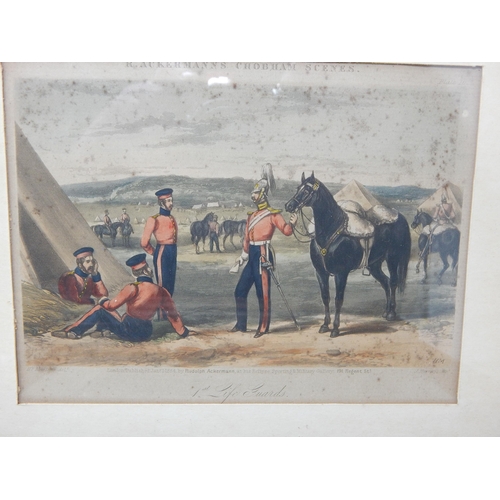 420 - A Set of 6 x 19th Century Coloured Military Engravings by Rudolph Ackermann: Framed & Glazed: Measur... 