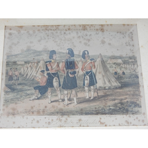 420 - A Set of 6 x 19th Century Coloured Military Engravings by Rudolph Ackermann: Framed & Glazed: Measur... 