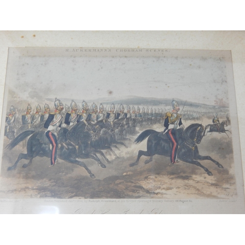 420 - A Set of 6 x 19th Century Coloured Military Engravings by Rudolph Ackermann: Framed & Glazed: Measur... 