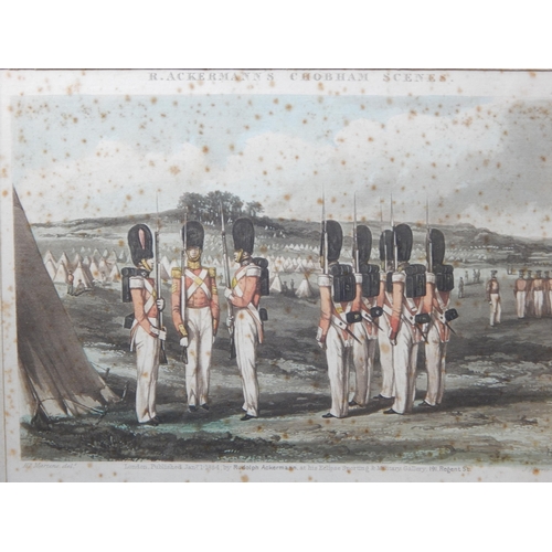 420 - A Set of 6 x 19th Century Coloured Military Engravings by Rudolph Ackermann: Framed & Glazed: Measur... 