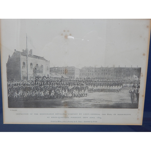 421 - 19th Century Etching of The Inspection of The Honourable Artillery Company 1803 together with a Colo... 