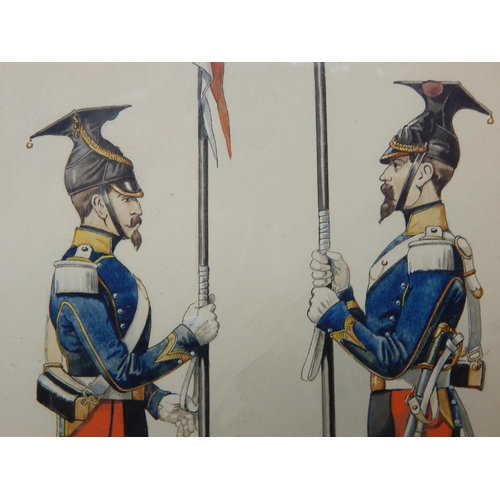 422 - 19th Century Watercolour of The Lancers 1851: Framed & Glazed: Measuring 35cm x 25cm