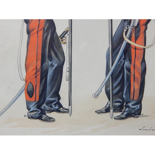 422 - 19th Century Watercolour of The Lancers 1851: Framed & Glazed: Measuring 35cm x 25cm