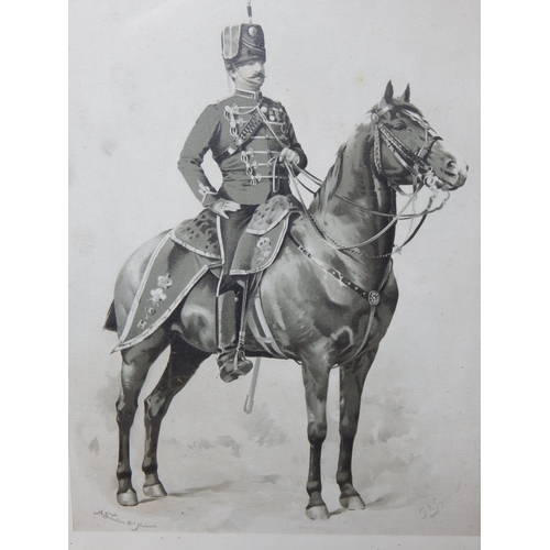 423 - 19th Century Engraving of A Subaltern 10th Hussar together with The Duke of Saxony, Sir Sidney Smith... 