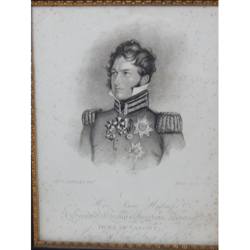 423 - 19th Century Engraving of A Subaltern 10th Hussar together with The Duke of Saxony, Sir Sidney Smith... 