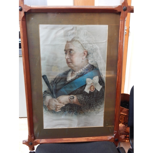 427 - 19th Century Coloured Print of Queen Victoria by Cooke, Queens Printer, Leeds: Framed & Glazed: Meas... 