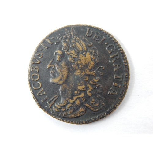 50A - James II Irish Gun Money. Bronze Half Crown: Jan 1689