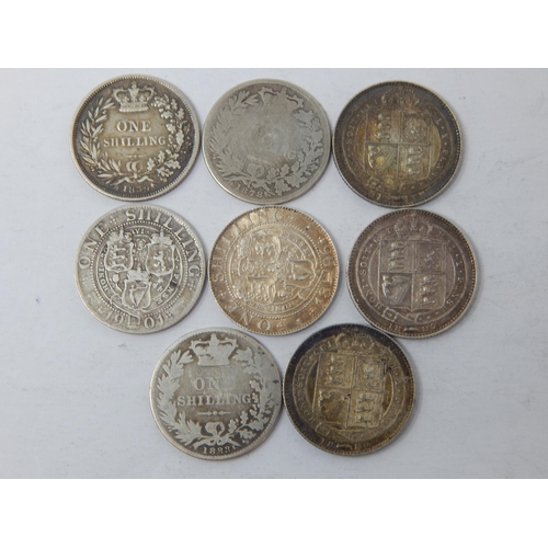 51M - Queen Victoria Silver Shillings 1839/78/83/87/88/89/96/1901