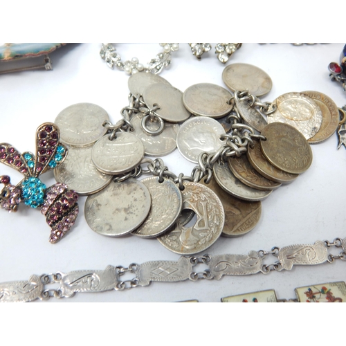 277 - Silver Charm Bracelets together with a small box of Silver Charms, Silver Coin Bracelet, further Sil... 