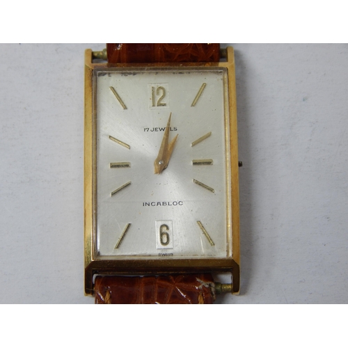 278 - 18ct Gold Swiss Gentleman's Wristwatch missing winder on tan leather strap.