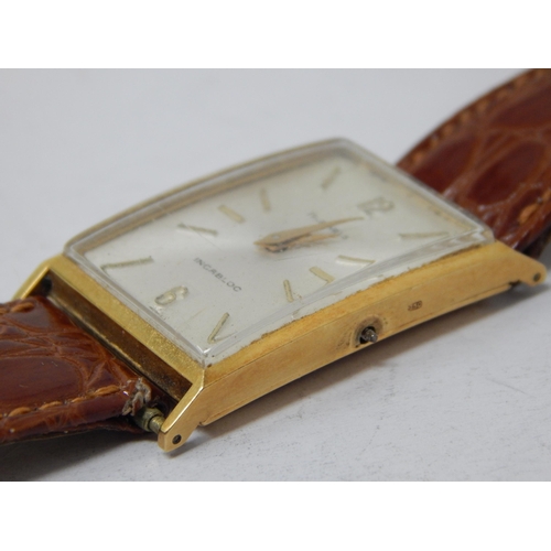 278 - 18ct Gold Swiss Gentleman's Wristwatch missing winder on tan leather strap.