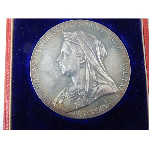 51R - Queen Victoria Diamond Jubilee 1837-1897 Large Silver Medallion in Original Case of Issue: 55mm diam... 