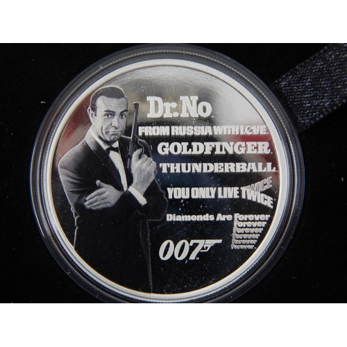 75A - Perth Mint: James Bond Legacy Series 1st Issue 007 1oz Silver Proof Coloured Coin in Case of Issue w... 