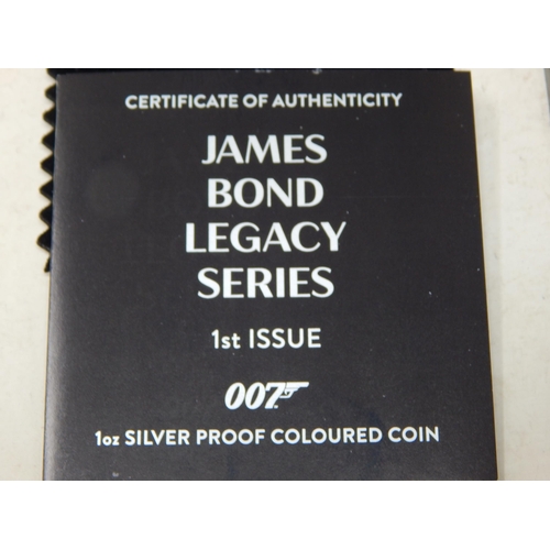 75A - Perth Mint: James Bond Legacy Series 1st Issue 007 1oz Silver Proof Coloured Coin in Case of Issue w... 