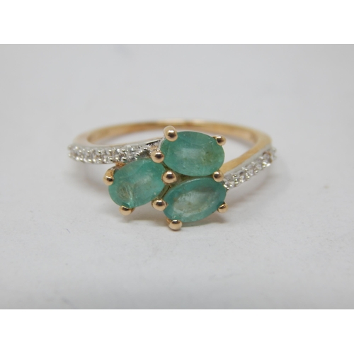 268A - 9ct Gold Emerald & Diamond Ring: Size M: Gross weight 2.08g