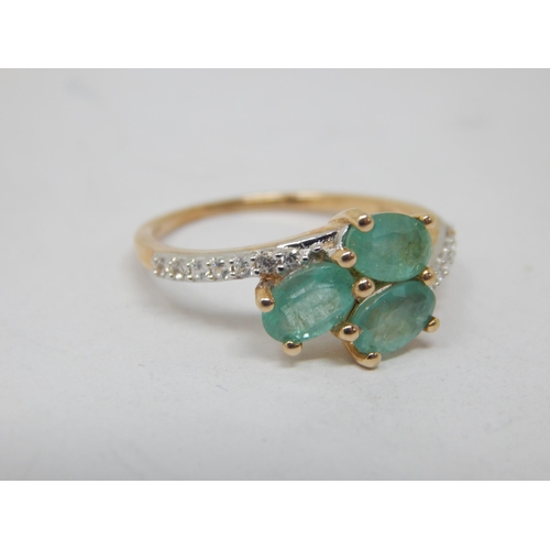 268A - 9ct Gold Emerald & Diamond Ring: Size M: Gross weight 2.08g