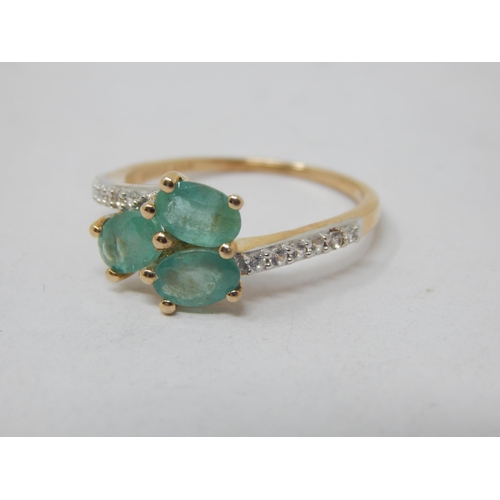 268A - 9ct Gold Emerald & Diamond Ring: Size M: Gross weight 2.08g