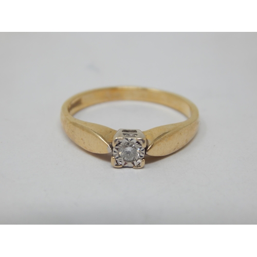 268B - 9ct Gold Diamond Solitaire Ring: Size L: Gross weight 2.08g