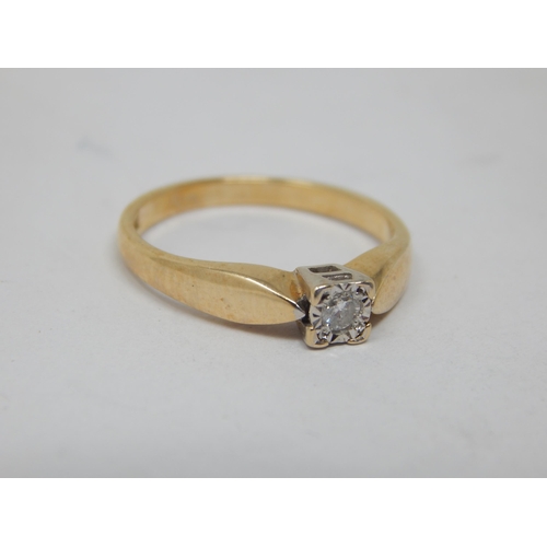 268B - 9ct Gold Diamond Solitaire Ring: Size L: Gross weight 2.08g