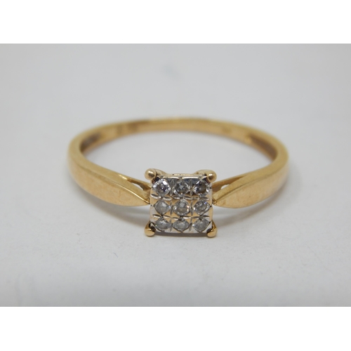 268D - 9ct Gold Diamond Set Ring: Size R/S: Gross weight 1.74g