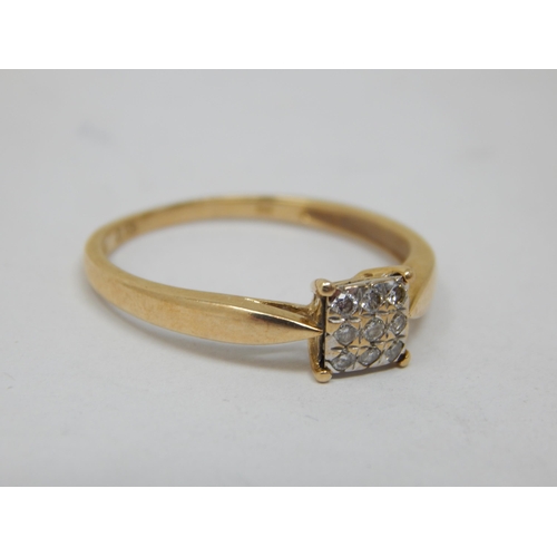 268D - 9ct Gold Diamond Set Ring: Size R/S: Gross weight 1.74g