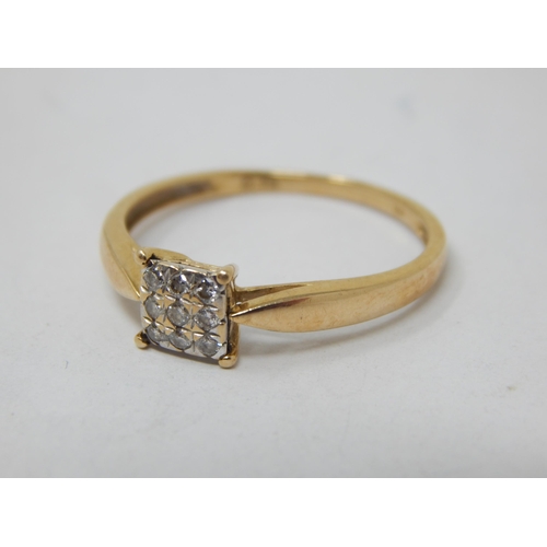 268D - 9ct Gold Diamond Set Ring: Size R/S: Gross weight 1.74g