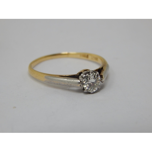 117 - 18ct Gold Diamond Solitaire Ring: The Diamond Estimated @ 0.20cts: Size L/M: Weight 2.04g