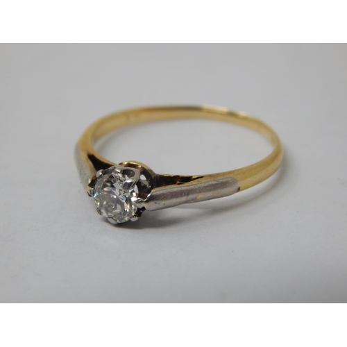 117 - 18ct Gold Diamond Solitaire Ring: The Diamond Estimated @ 0.20cts: Size L/M: Weight 2.04g