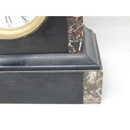 296 - Late c19th Marble & Slate Clock striking on a Bell with Key