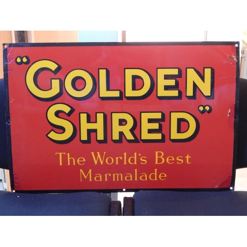 326 - Advertising enamel sign GOLDEN SHRED THE WORLDS BEST MARMALADE: Measuring 30