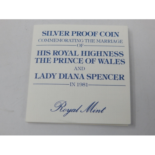 92 - Charles and Diana Proof Silver Crown dated 1981 in original Royal Mint case with COA