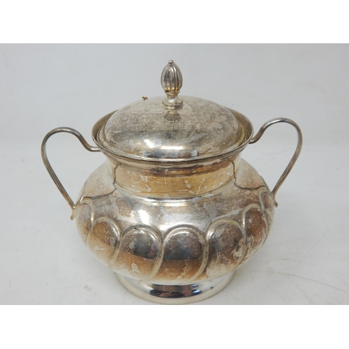 100 - Continental Silver (800 Standard) Twin Handled Bowl & Cover together with a Silver Bell with Cast Si... 