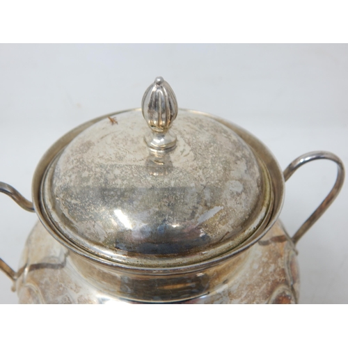 100 - Continental Silver (800 Standard) Twin Handled Bowl & Cover together with a Silver Bell with Cast Si... 