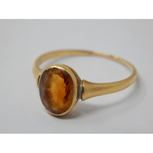 102 - 18ct Gold Ring Set with a Citrine: Size Q: Gross weight 2.48g