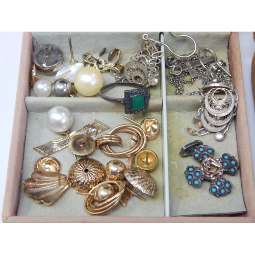 105 - A Box Containing a small quantity of Earrings etc including Gold & Silver.