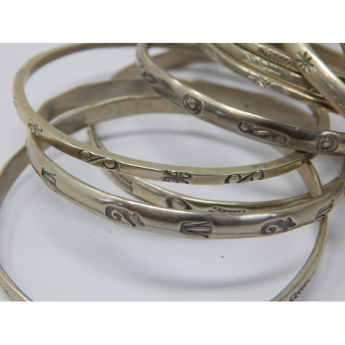 106 - 925 Sterling Silver Bangles (13): Weight 190g