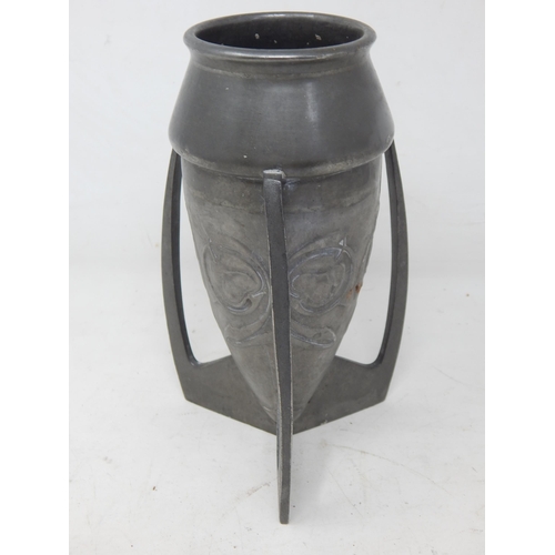 300 - Archibald Knox for Liberty & Co - An Art Nouveau Tudric pewter 'Rocket' vase, with raised and stylis... 