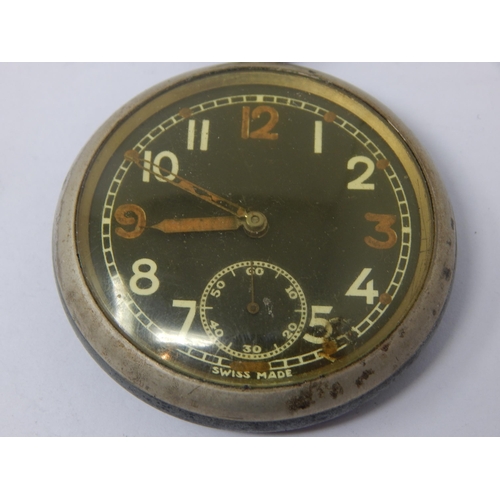 292 - WWII Military Pocket Watch: The Reverse marked with a broad arrow G.S.T.P 305971: Working when catal... 