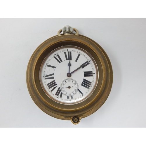 298 - Veteran Car Clock with Subsidiary Seconds Dial in Outer Brass Casing: Ticking when catalogued